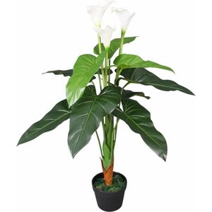 vidaXL Kunst calla lelie plant met pot 85 cm wit - Kunstplant - Kunstplanten - Kunstbloem - Kunstbloemen