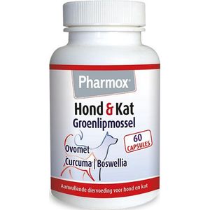 Pharmox Hond & Kat Groenlipmossel | Helpt gewrichten gezond te houden | Voor soepele spieren | 100% Natuurlijk | 60 capsules