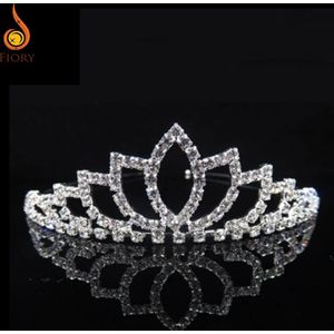 Fiory Tiara A13| Tiara met strass steentjes| Kroontje bling bling| prinsessen kroontje| Diadeem| Haarsieraad met steentjes| volwassenen en kinderen| zilver puntjes