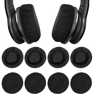 Set van 8 hoofdtelefoon-oorkussens - gebreide stof - flexibel - rekbare wasbare headset-afdekkingen met zweetbescherming - voor gaming en fitnessstudio - universele pasvorm voor oorschelpen + gratis