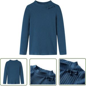 vidaXL Langmouwig Hemd - Kinderhemd - Kindershirt met lange mouwen geribd 92 marineblauw - Baby Kleren - Meisjeskleding - Jongenskleding