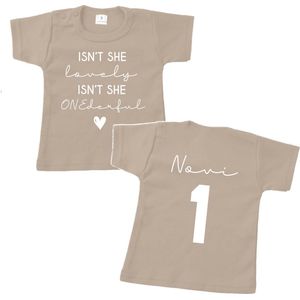 T-shirt 1 jaar met naam - Shirt met tekst voor een 1 jarige - Korte mouw - Maat 86