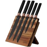 Messenset - Rvs - 6 Delig - Houten Houder