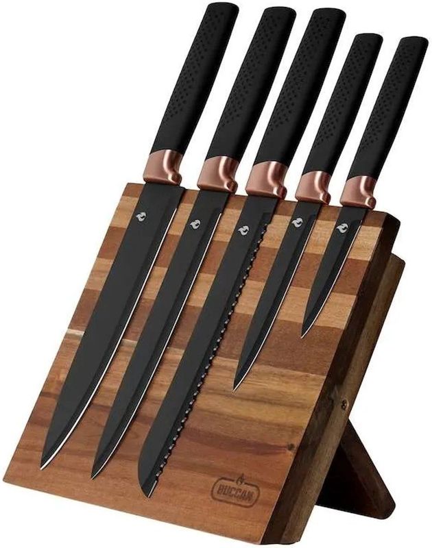 Messenset - Rvs - 6 Delig - Houten Houder