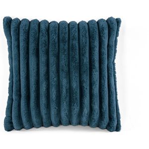 TISECO HOME STUDIO - Kussen (gevuld) - RABBIT STRIPE FUR - 45x45 cm - 100% polyester - Blauwe fusie