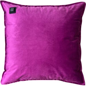 Warmpi® Draadloos Warmtekussen incl. Warmpi® Powerbank (10.000mah) - Fluweel Paars - Elektrisch verwarmd sierkussen met geïntegreerde kabel van 3m voor opwarming via stopcontact of USB Poort - 3 standen - Kussen 45x45 cm - Zachte Velvet stof / Purple