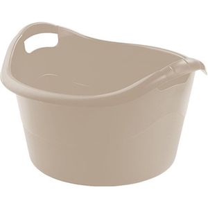 Hega Hogar Grote teil/afwasbak/kuip - kunststof - rond - handvatten - 54 x 32 cm - 38 liter - beige - huishouden/schoonmaak/wasgoed