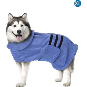 Nobleza Hondenbadjas - badjas hond - Honden badjas - hondenkleding - Ruglengte 75 cm - Maat XL - Blauw