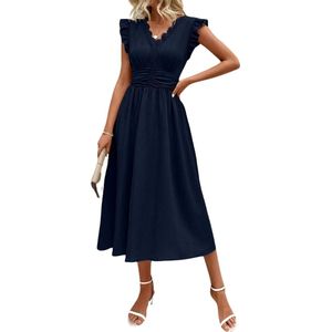 Bovista Zomerjurk Dames - Zomerjurken - Volwassen - Jurk - Ibiza Stijl - Sundress - Marineblauw - Maat M