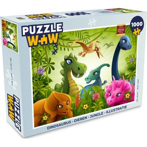 Puzzel Dinosaurus - Dieren - Jungle - Illustratie - Baby- Jongens - Meisjes - Kids - Legpuzzel - Puzzel 1000 stukjes volwassenen