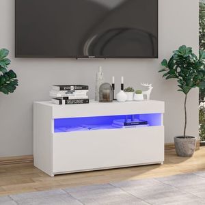 The Living Store TV-meubel Rovap - LED-verlichting - Hoogglans wit - 75x35x40 cm