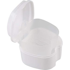 Gebitsbakje - Beugelbakje - Kunstgebitdoosje - Gebitsbakje voor kunstgebit - Week de container - Kunstgebitbadbox - Kunstgebit bakje - Met filtermand - Wit