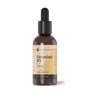 Vital Nutrition Vitamine D3 in Olijfolie - Vloeibaar - Druppels - Extra vierge olijfolie - 5 mcg per druppel - Geschikt voor baby's en kinderen - 50 ml