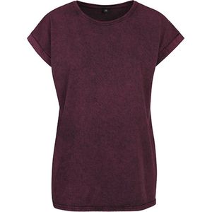 Build your Brand Ladies´ Acid Washed Extended Shoulder Tee BY053 - BERRY BLACK - 5XL