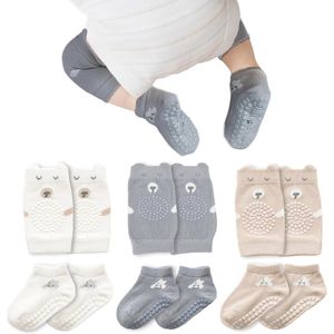 Kniebeschermers voor Baby, Antislip Kruipsokken en Beschermers, 0-6 maanden, Wit