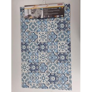 1x Friedola Universele Mat Tile Antique Blue| 80x48cm | Badmat Badkamermat Douchemat | Cementtegel blauw