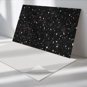 Wallfluent Vinyl Wandpaneel - Abstract Terrazzopatroon Zelfklevend Wandpaneel - 100 cm x 50 cm - Zwart PVC wandpaneel - Set van 1 - Rechthoekig Wandbekleding Vinyl - Texturen Wandpaneel - PVC Muurpaneel - Wandpaneel Keuken en Badkamer