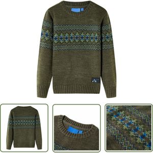 vidaXL Meisjestrui - Kindertrui - Kindertrui gebreid 128 kakikleurig - Jongenstrui - Gebreide Trui - Katoenen Trui