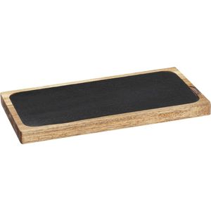 Serveerplank, keukenplank van acaciahout Rustieke snijplank met afneembare leisteenplaat, ideaal voor serveren, 30 x 2 x 15 cm (B x H x D)