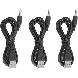 3 Stks Usb-oplaadkabel DC 5 V Jack Netsnoer 3.5x1.35mm Compatibel met USB 2.0 USB 3.0 voor Fan Telefoon Speaker