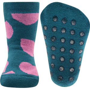 Antislipsok Ewers Petrol met Roze Harten - Biologisch Katoen GOTS-25/26