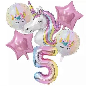 Unicorn Verjaardag Versiering - Unicorn Feestpakket - Unicorn Themafeest - Unicorn ballonnen - Unicorn Ballon - Unicorn Feest - Feestversiering – Unicorn 5 jaar - Eenhoorn Decoratie - Helium Ballonnen - Feestpakket Unicorn 6 stuks Ballon - Eenhoorn