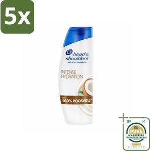 5 x Head & Shoulders - Shampoo - Intense Hydration - 100% Roosvrij - 300 ml - Grootverpakking - Anti-roos Shampoo - Roosvrij Shampoo - Hoofdoorzaak Roos - Hoofdhuidproblemen - Kokosolie Shampoo