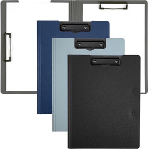 Standaard A4 Kunststof Klembord met Dubbele Clip - Voor Kantoorwerkers, Studenten, Leraren - 31,5 cm x 22,5 cm - Donkerblauw