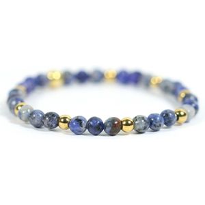 Dames armband blauw agaat edelsteen 4mm - 17,5 cm Heaven Eleven