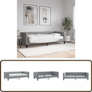 vidaXL Slaapbank - 90x190 cm - Inclusief matras - Lichtgrijs Slaapbank - 2-in-1 Bank - Comfortabele Slaapbank - Lichtgrijs Meubilair - Stoffen Bank