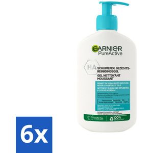 6 x Garnier - Pure Active - Gezichtsreiniger - Hydraterend - 250 ml - Gezichtsreiniger - Hydraterende Reiniger - Garnier Pure Active - Gezichtsverzorging - Gevoelige Huid