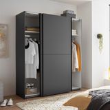 Victor - Grafiet Grijs - Kledingkast Schuifdeur - 170x195x59 cm - 2 Legplanken & 2 Roedes
