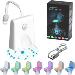 Toilet LED-licht met 7 kleuren - Oplaadbaar, bewegingssensor en interne zittingverlichting.