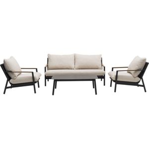 Amanda stoel bank loungeset 4 delig antraciet aluminium