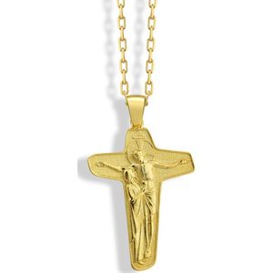 Virgin Mary bij Kruisiging van Jezus aan kruis ketting Gold Polished 18 inches