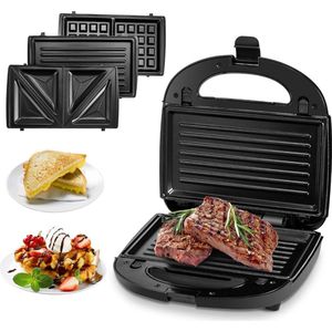 DailySupplies® Wafelijzer met Verwisselbare Platen - Contact Grill - Tosti Apparaat - Zwart
