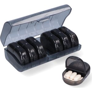 Gandria - Pillendoos 7 Dagen - Medicijndoos met 14 Compartimenten - Zwart - Uitneembaar