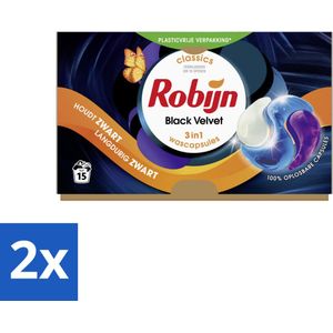 Robijn - 3-in-1 Black Velvet - Wascapsules - 15 Wasbeurten - Voordeelverpakking - 2 stuks