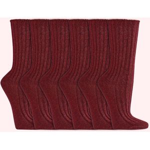Wollen sokken | Biologisch | Voor dames & heren | Kleur: Rood | 6 paar