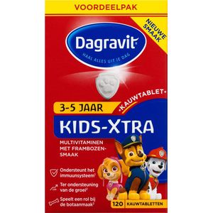 Dagravit Kids-Xtra Paw Patrol 3-5 jaar Multivitaminen - Vitamine A, C en de mineralen zink en selenium ondersteunen het immuunsysteem - 120 kauwtabletten