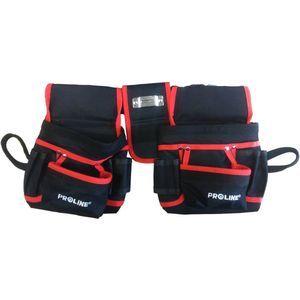 Proline Gereedschapsriem Zwart-Rood - Verstelbaar met 20 Vakken