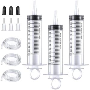 EGoods - Set van 3 spuiten van 100 ml met slang voor laboratoriumgebruik