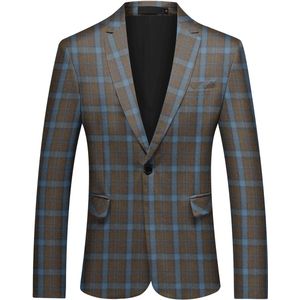 Allthemen Heren Geruit Colbert met Steekkraag - Middenachter split - M