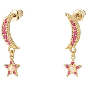To the moon and back - Sparkle Collection - Oorbellen - Moon Stars Pink