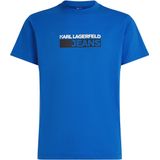 Karl Lagerfeld Jeans, Heren, Slim Korte Mouw Logo Tee, Slim Fit, Blauw, XS