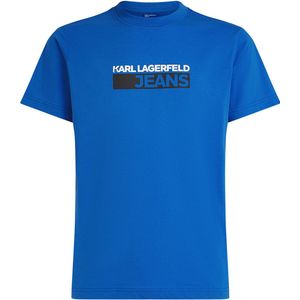 Karl Lagerfeld Jeans, Heren, Slim Korte Mouw Logo Tee, Slim Fit, Blauw, XS