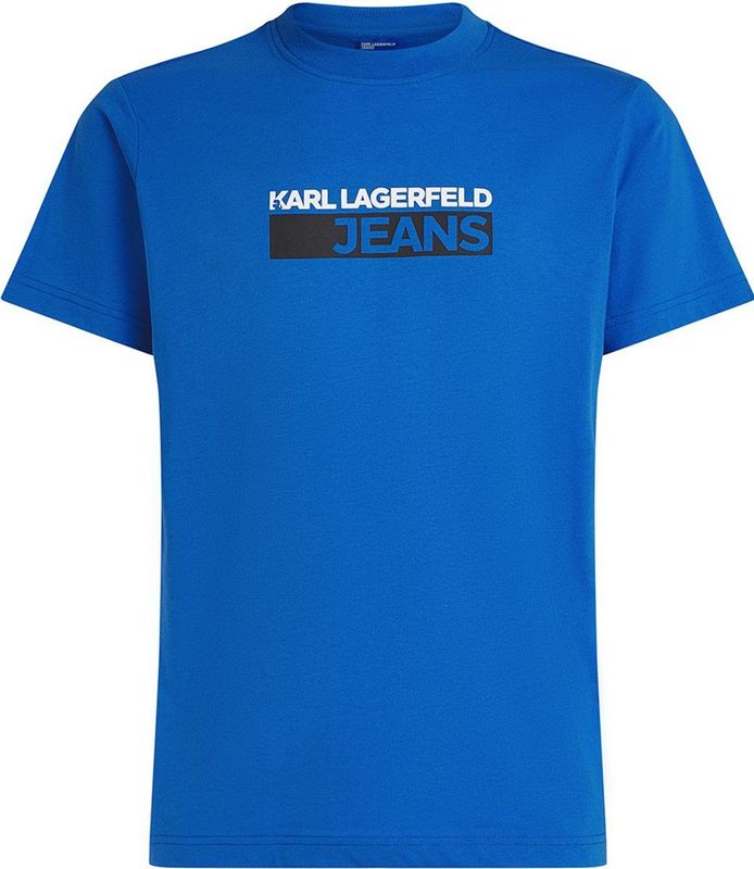 Karl Lagerfeld Jeans, Heren, Slim Korte Mouw Logo Tee, Slim Fit, Blauw, XS