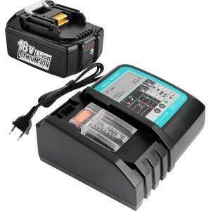 Krylanso® - Accu + Oplader met LCD-scherm voor Makita LXT - Li-ion accu 18V - 5500mAh - LED Acculading indicator