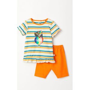 Woody pyjama baby meisjes - multicolor gestreept - toekan - 231-3-TUN-S/908 - maat 56