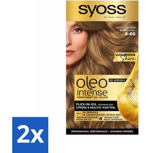SYOSS - Oleo Intense 8-60 Honing Blond - Haarverf - Zonder Ammoniak - Grijsdekking - Langdurige Kleur - Voordeelverpakking - 2 stuks